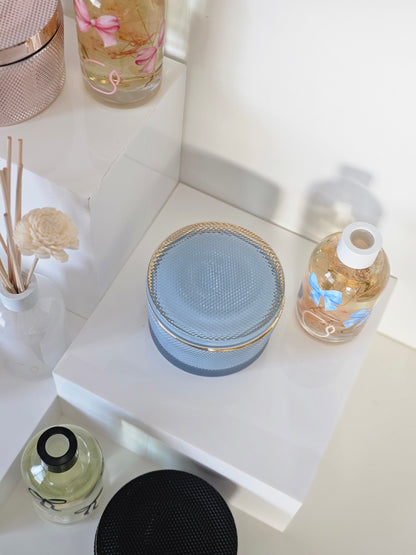 Gold Baby Blue Candle Jar